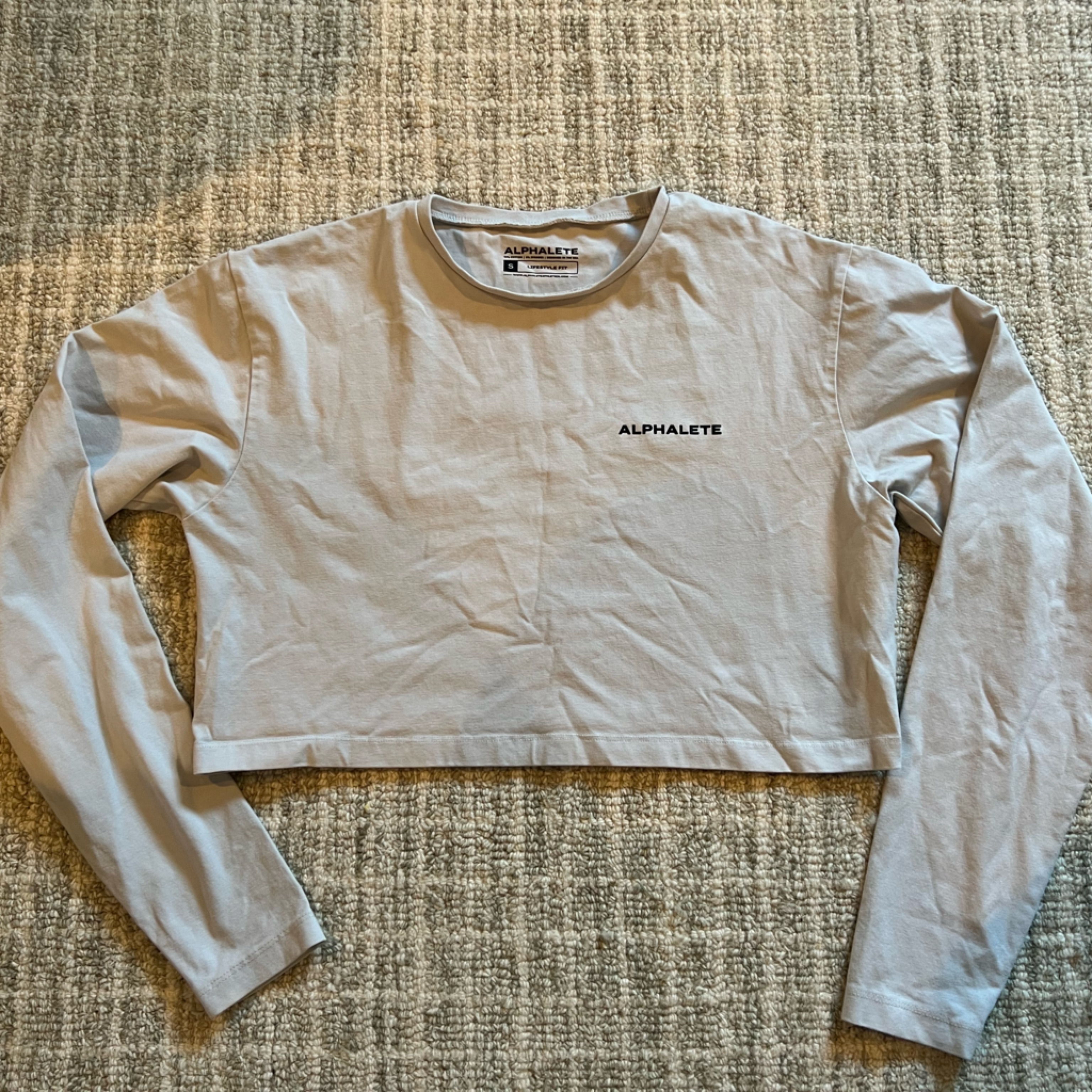Alphalete Grey Long Sleeve Crop Top Sz Small